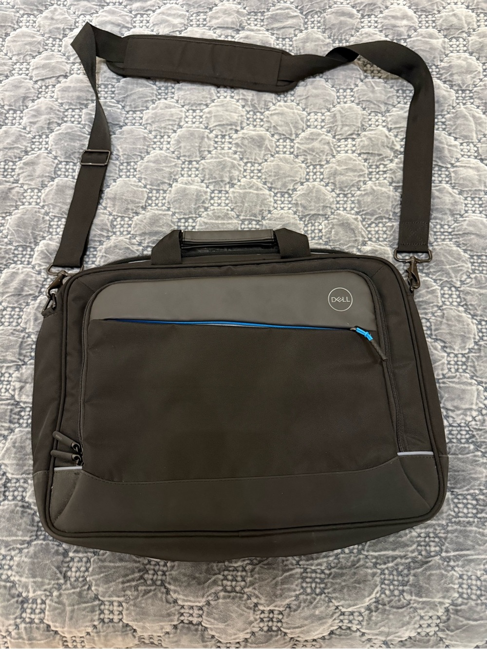 Dell Black Laptop Briefcase with Blue Zip Accent